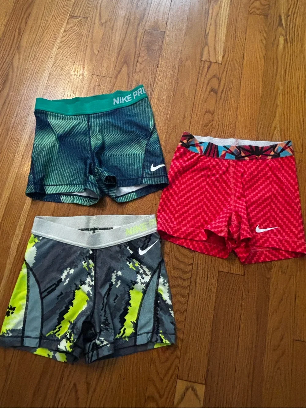 Nike Pro Shorts Bundle - Teal, Red, Gray/Yellow - All Small